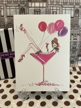 Henri Bendel Notecard “Cheers!” by Izak for Henri Bendel Post + Envelope Set 2